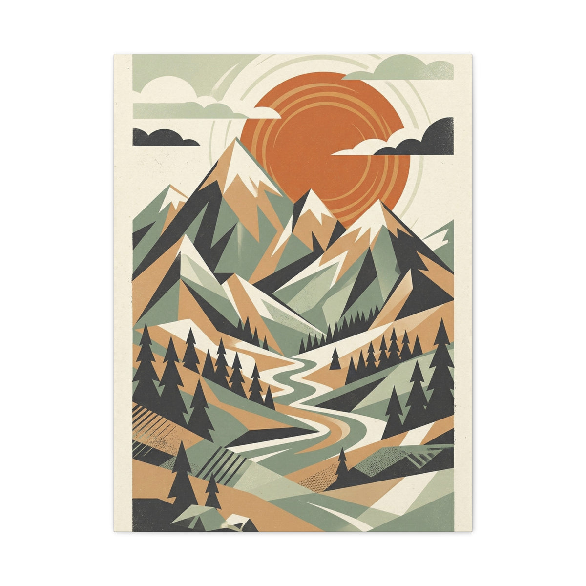 Mid-Century Modern Graphic Mountains Wall Art & Canvas Print