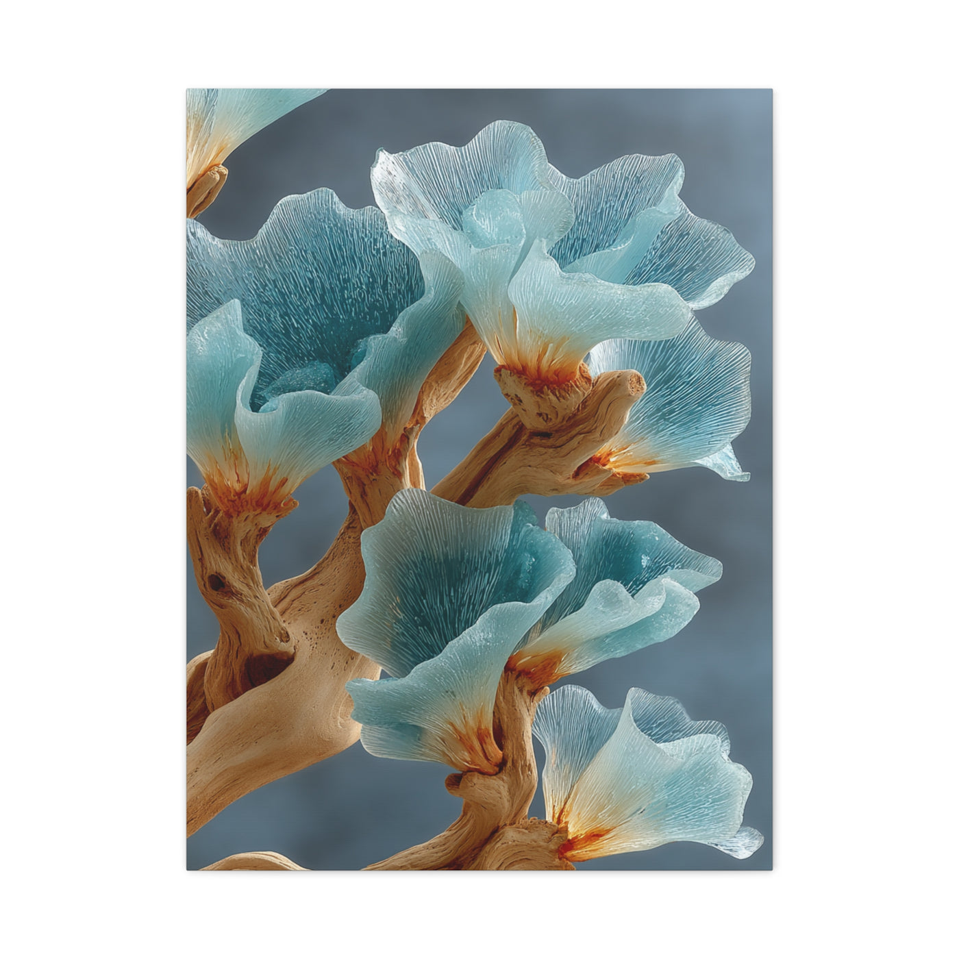 Driftwood and Sea Glass Floral Sculpture Wall Art & Canvas Print