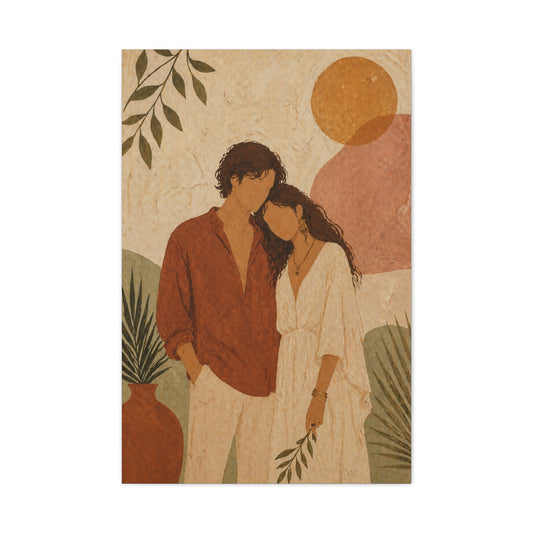 Bohemian Faceless Couple Portrait Wall Art & Canvas Print