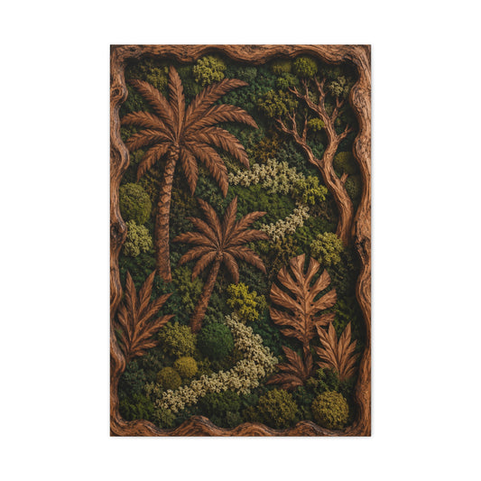 Biophilic Tropical Wood Relief Landscape Tropical Wall Art & Canvas Print
