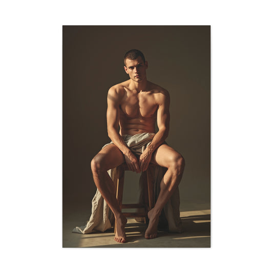 Masculine Seated Figure Study Wall Art & Canvas Print