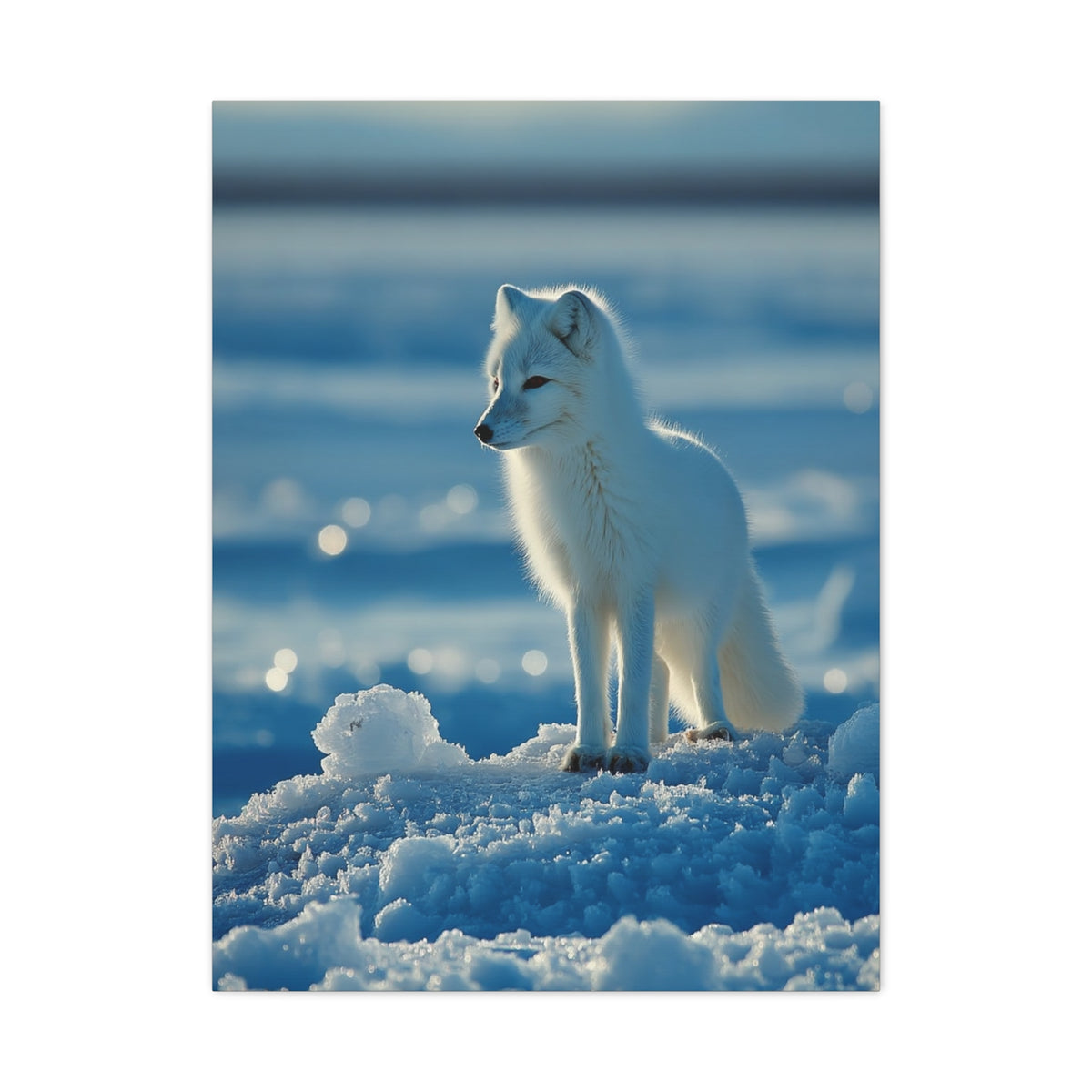 Arctic Fox Snow Minimal Portrait Wall Art & Canvas Print