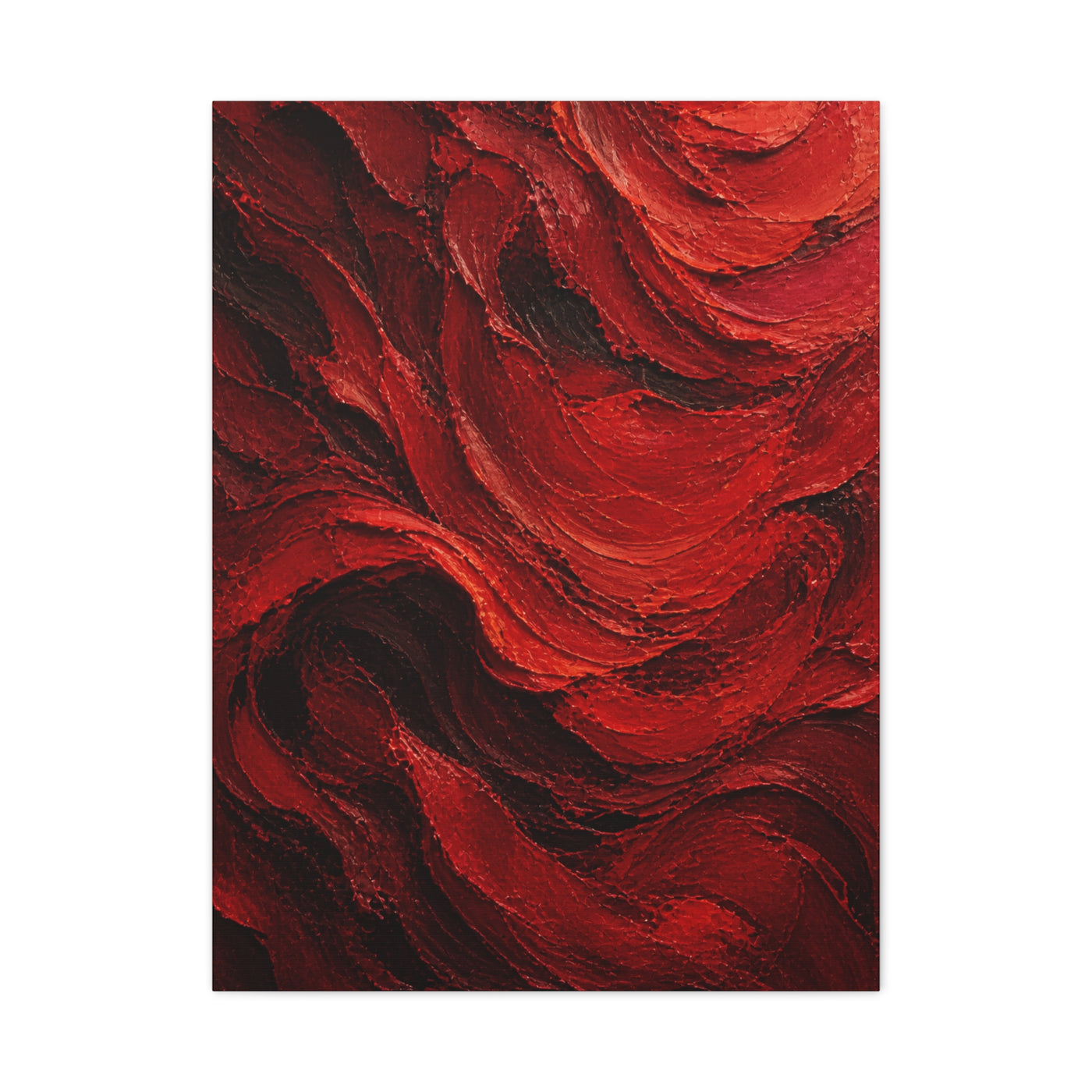 Crimson Wave Impasto Texture Wall Art & Canvas Print