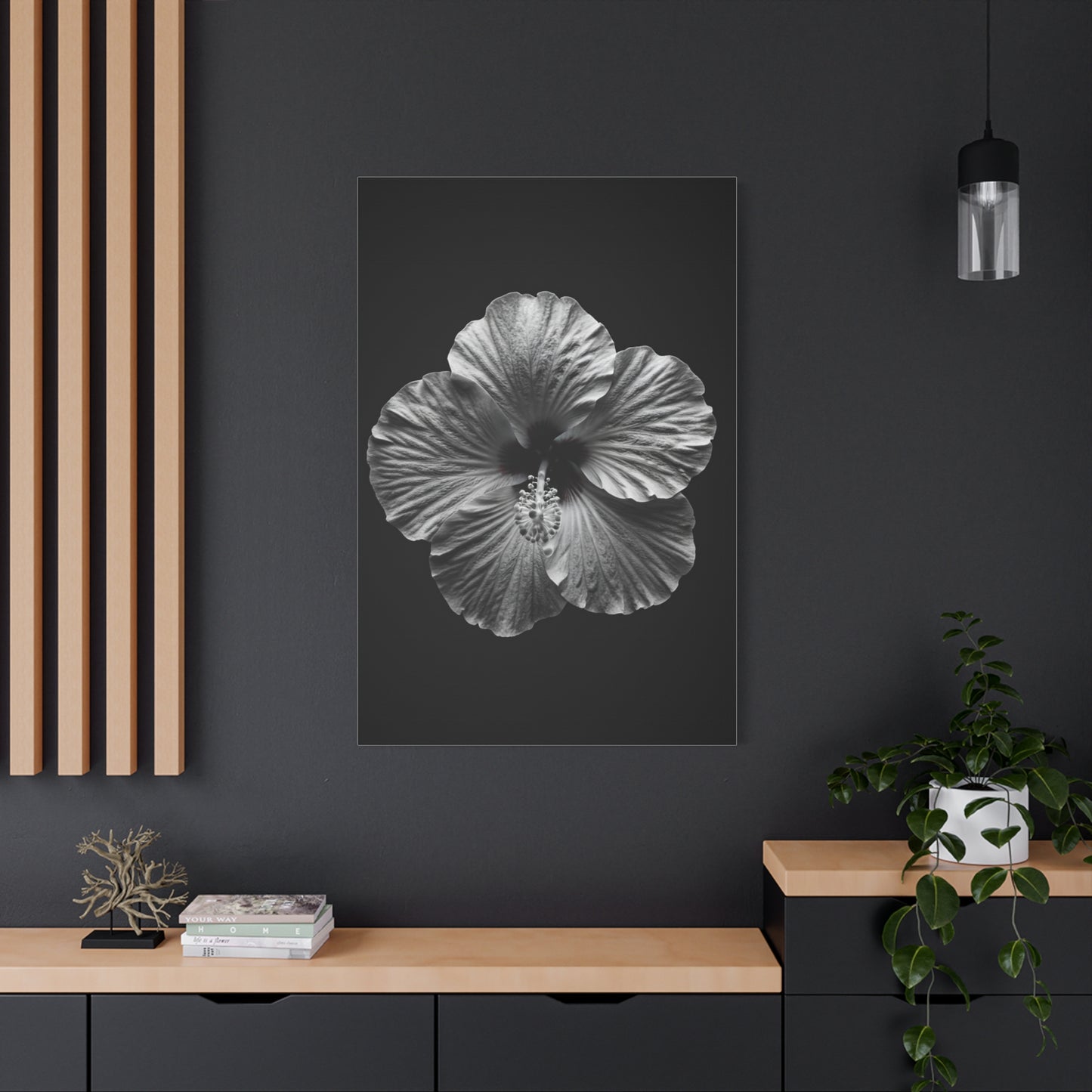 Monochrome Hibiscus Elegance Wall Art & Canvas Prints