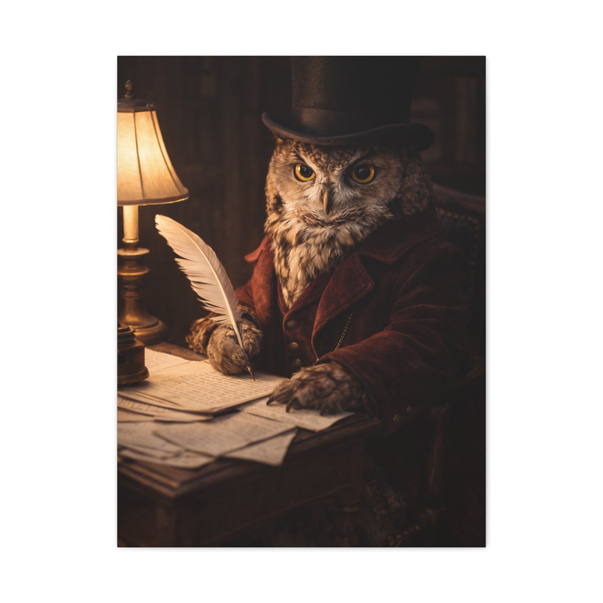 Gentleman Scholar Owl Portrait Wall Art & Canvas Print