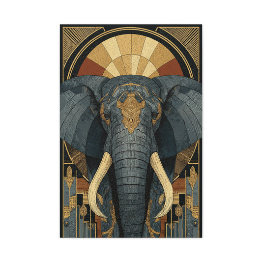 Art Deco Elephant Halo Portrait Wall Art & Canvas Print