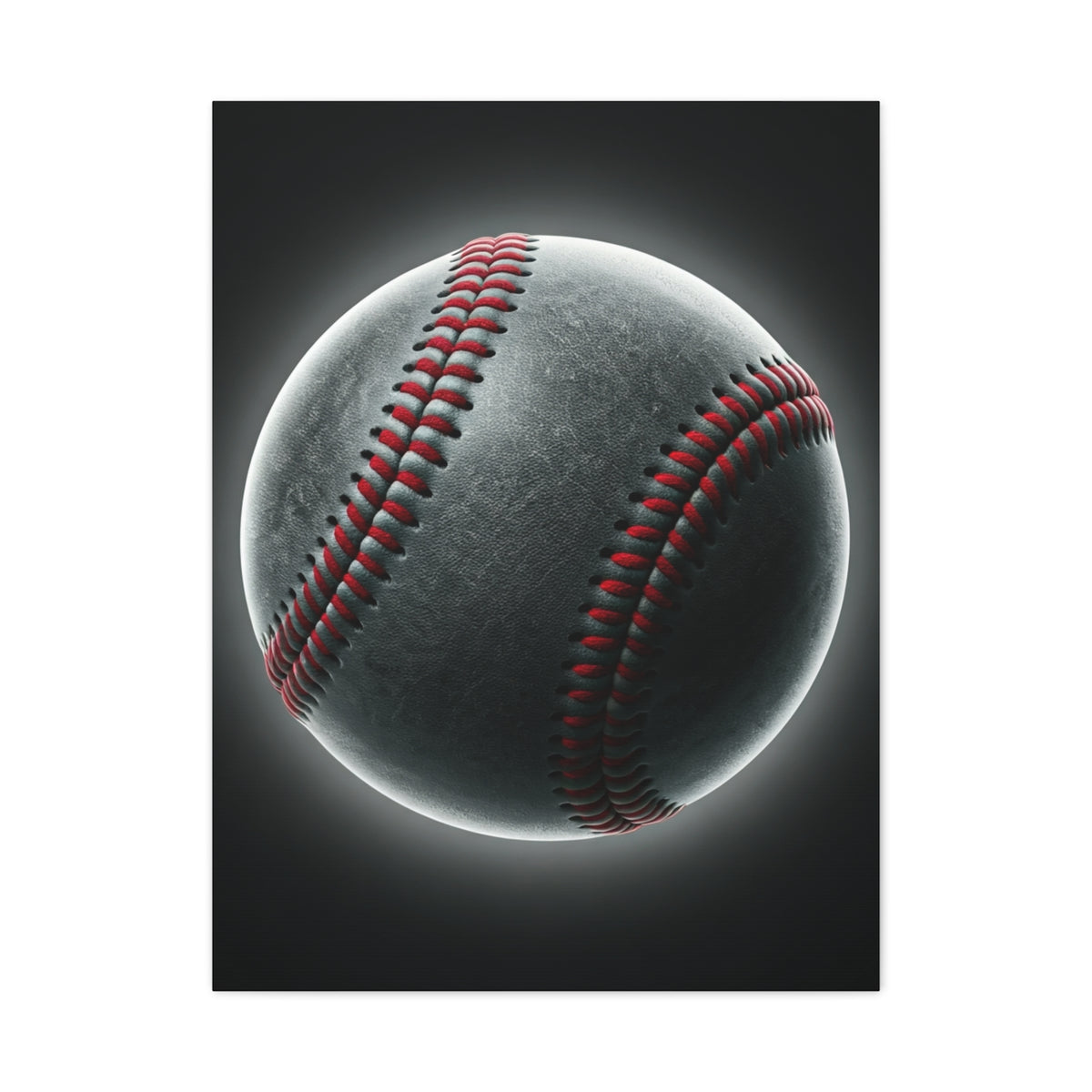 Glowing Baseball Stitch Close-Up Wall Art & Canvas Prints