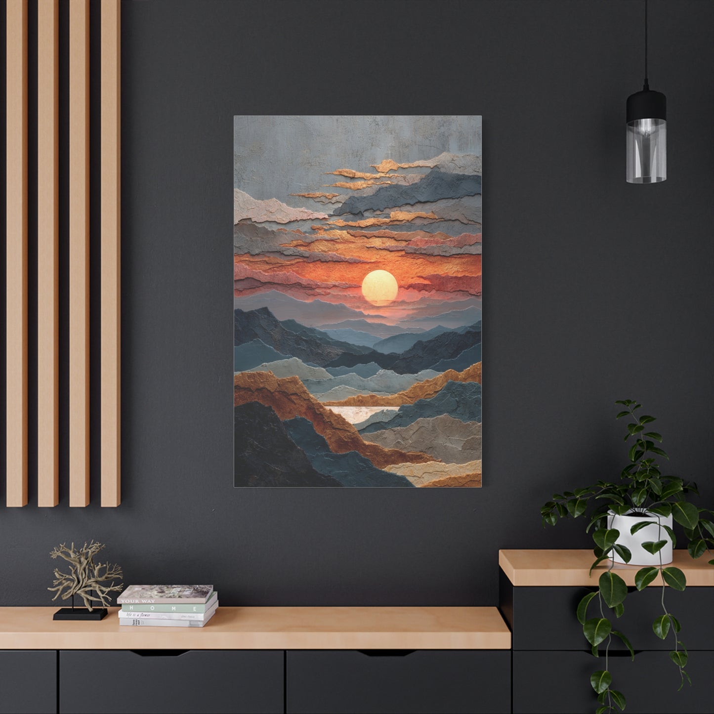 Layered Desert Sunset Abstract Landscape Wall Art & Canvas Print