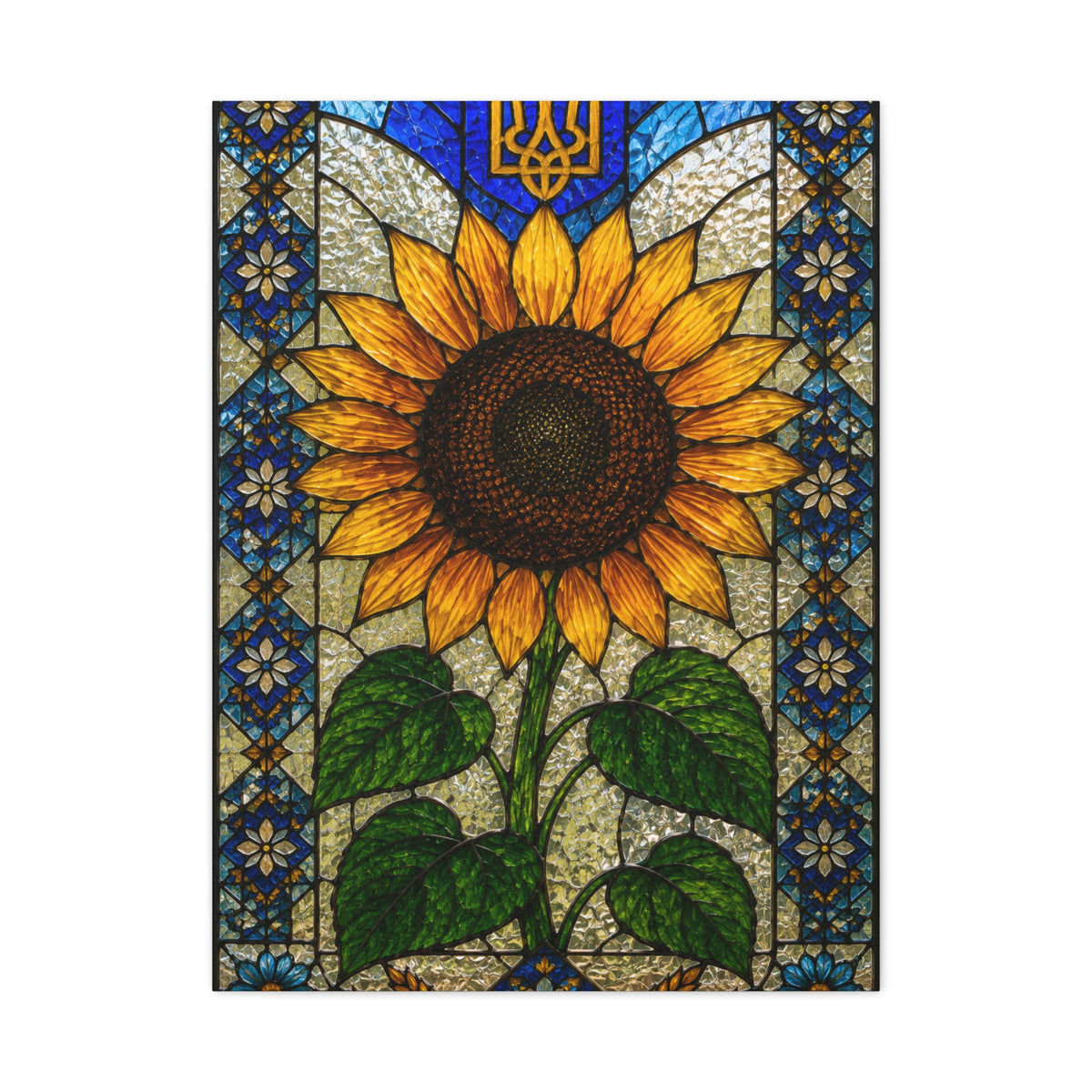 Ornate Mosaic Sunflower Heritage Wall Art & Canvas Print