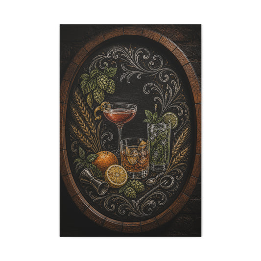 Chalkboard Cocktail Illustration Wall Art & Canvas Print