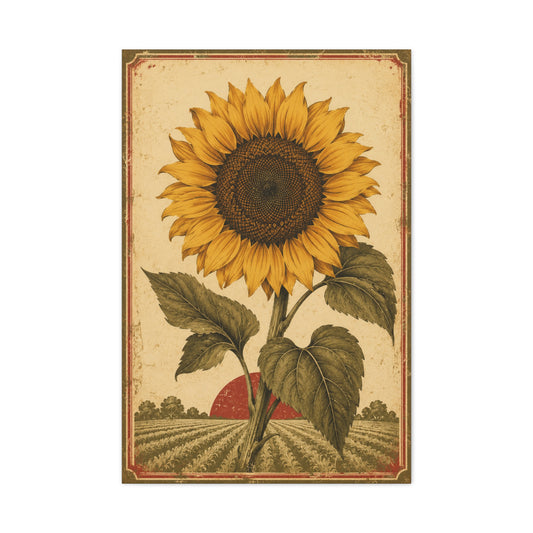 Heritage Field Sunflower Illustration Wall Art & Canvas Print
