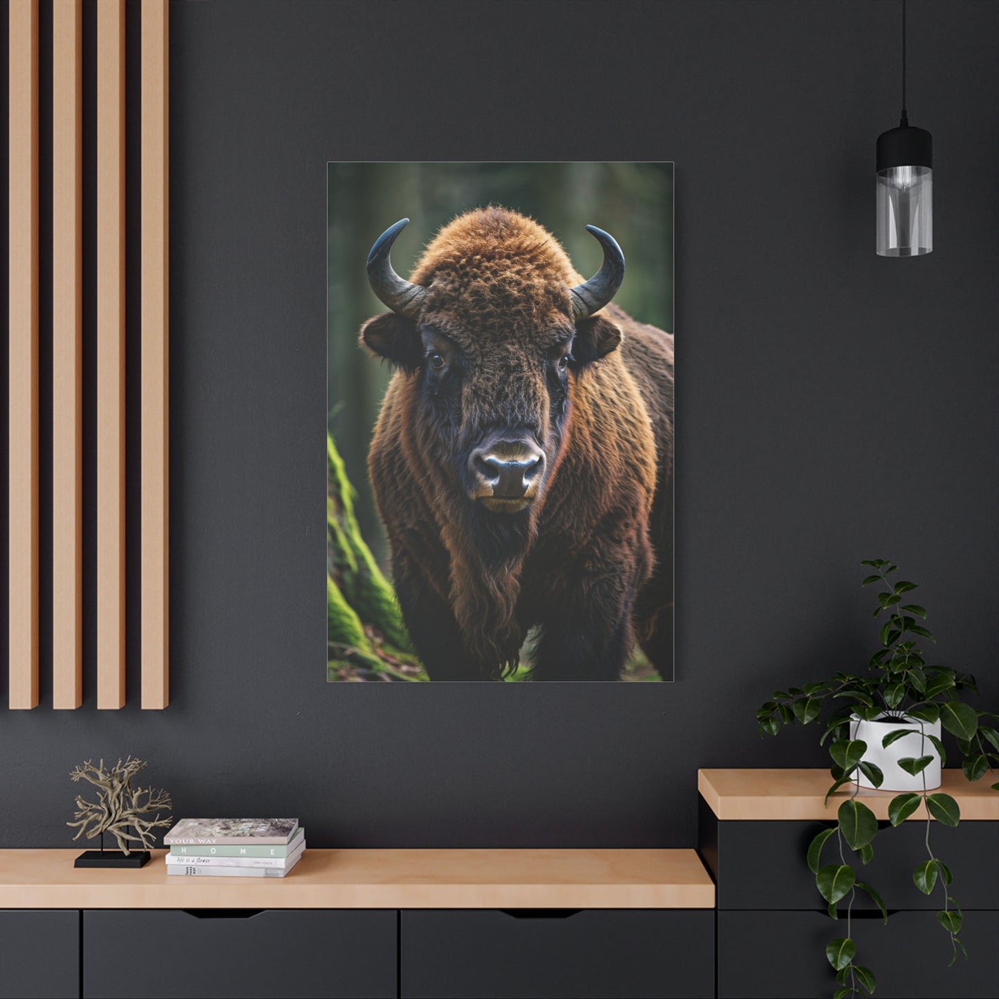 American Bison in Prairie Grass Portrait Wall Art & Canvas Print