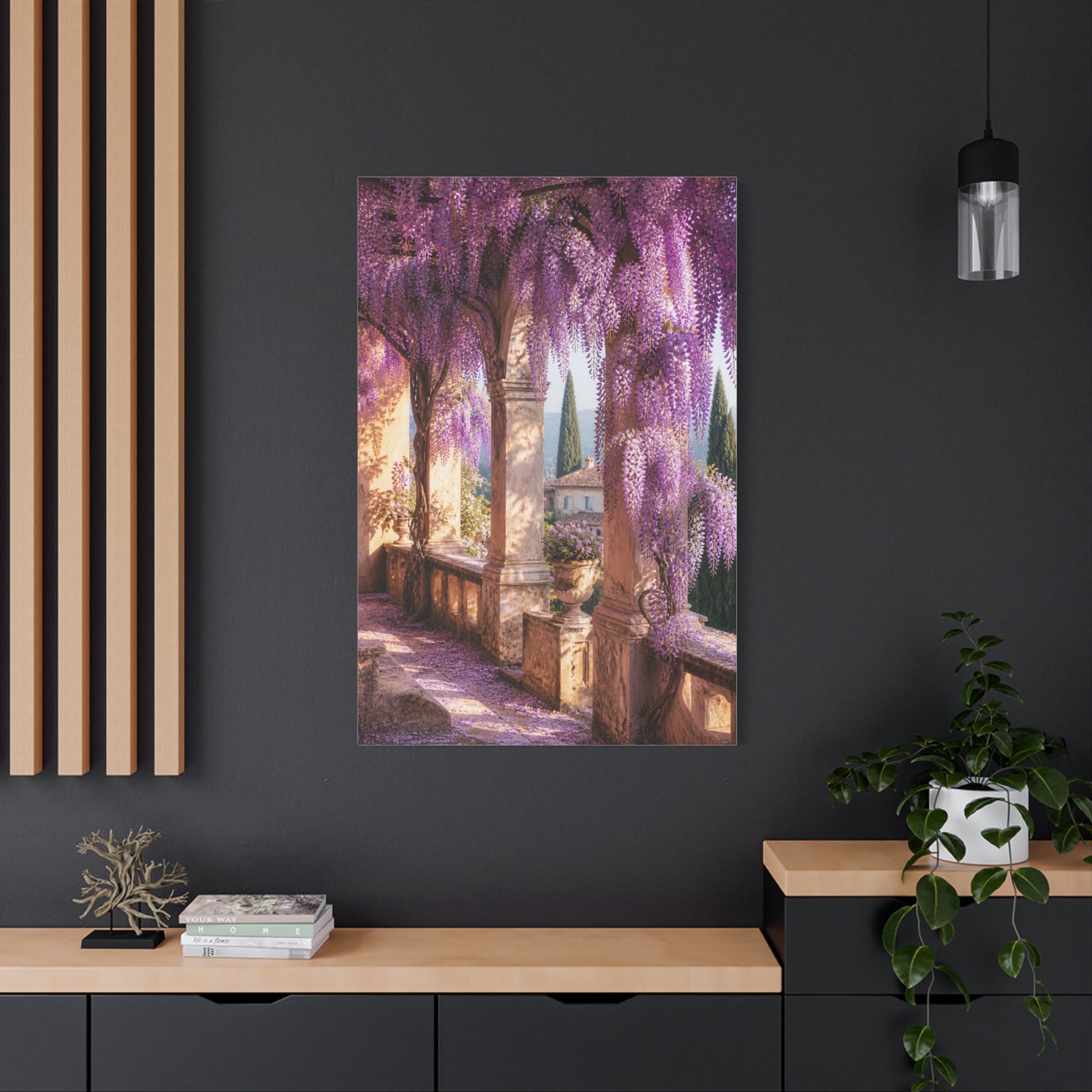 Cascading Wisteria Balcony Scene Wall Art & Canvas Print