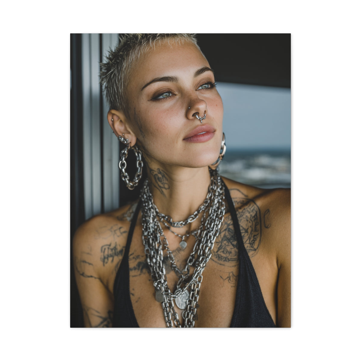 Tattooed Woman Urban Editorial Portrait Wall Art & Canvas Print