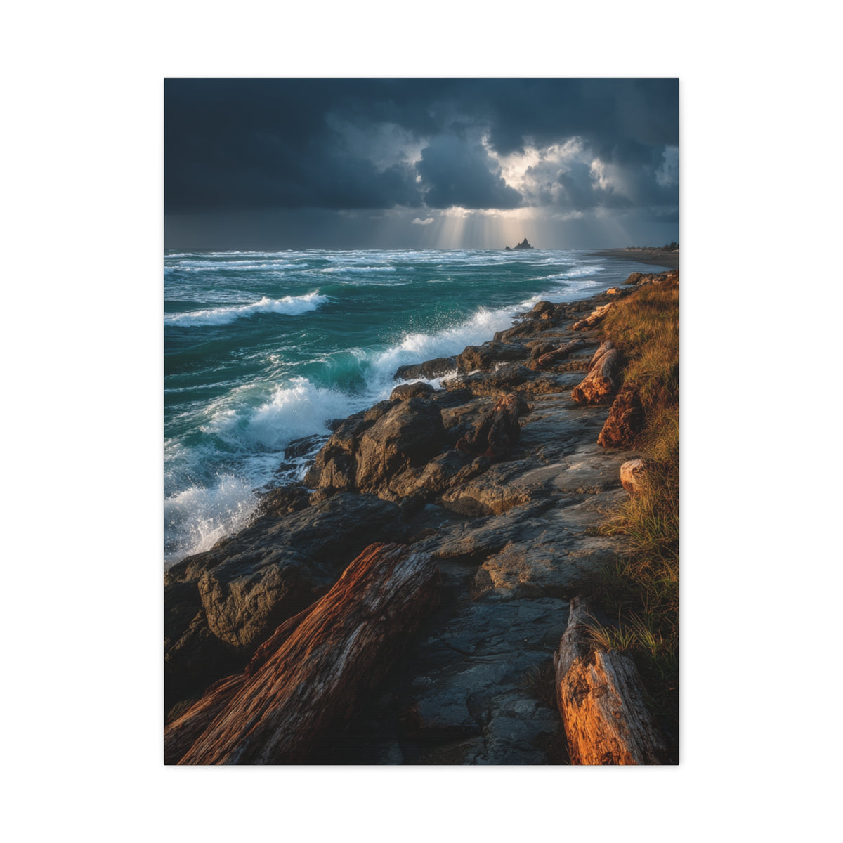 Storm Coast Driftwood Shoreline Wall Art & Canvas Print