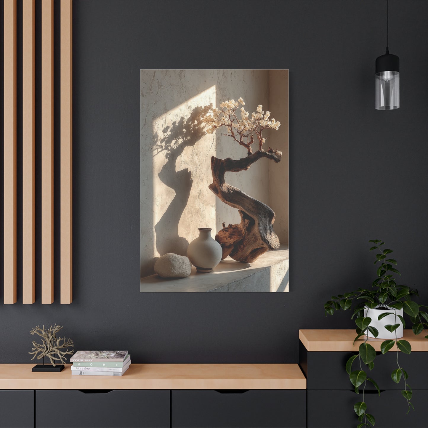 Sculptural Driftwood Bonsai Wall Art & Canvas Print