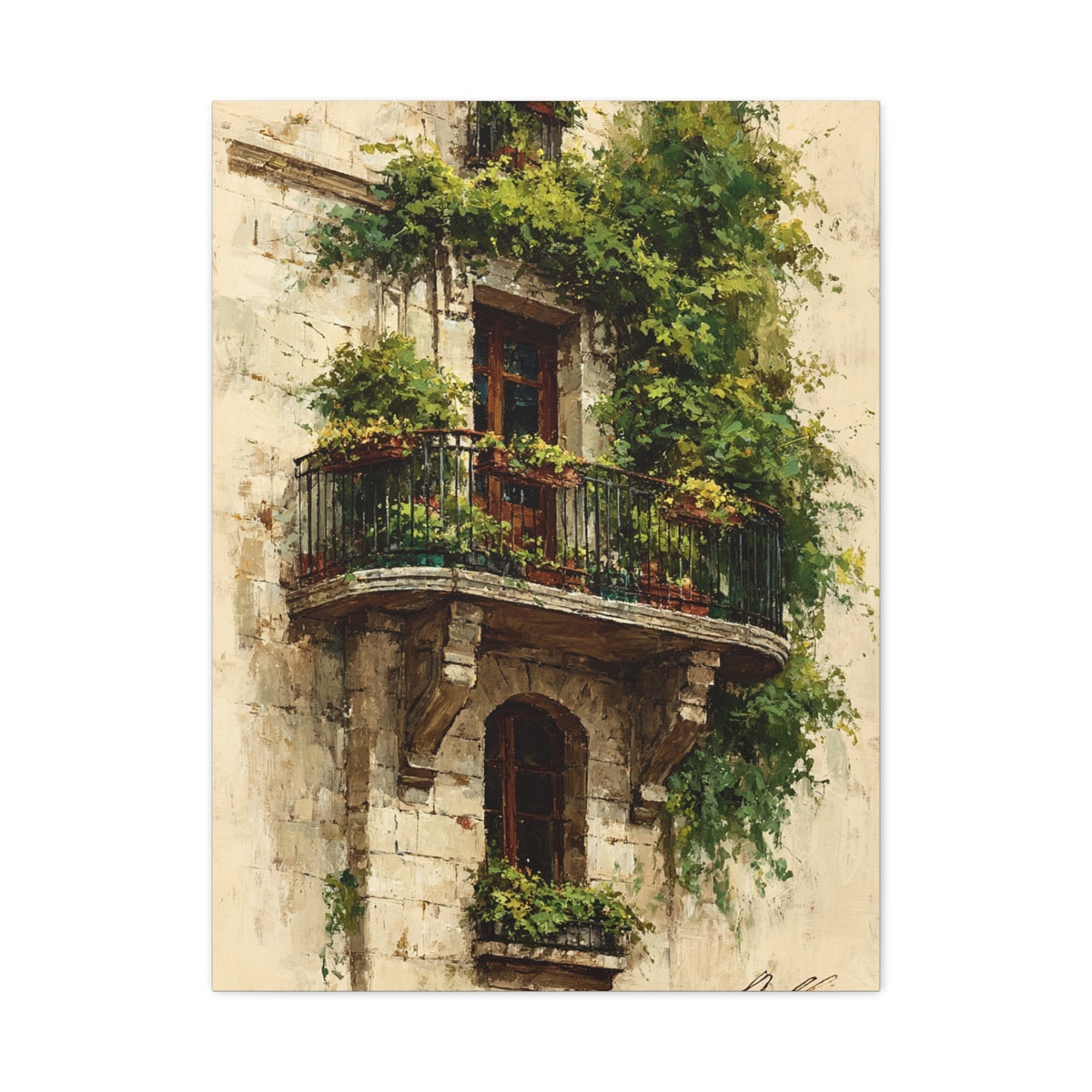 Parisian Balcony Ivy Wall Art & Canvas Print