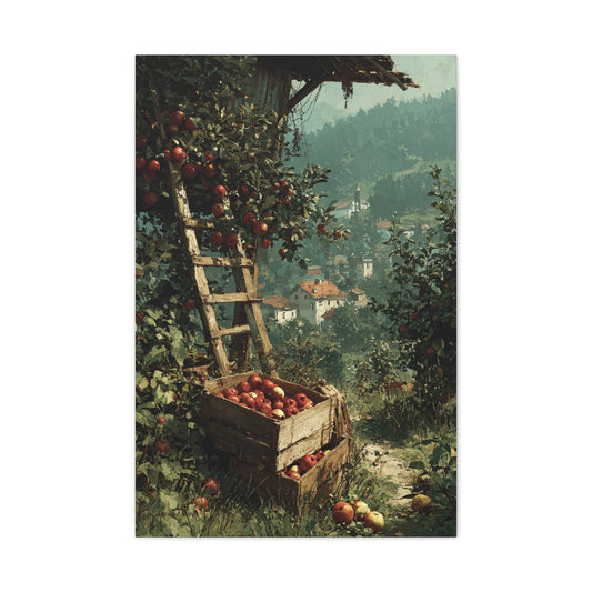 Apple Orchard Harvest Scene Wall Art & Canvas Print