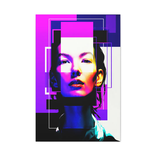 Neon Geometry Portrait Wall Art & Canvas Print