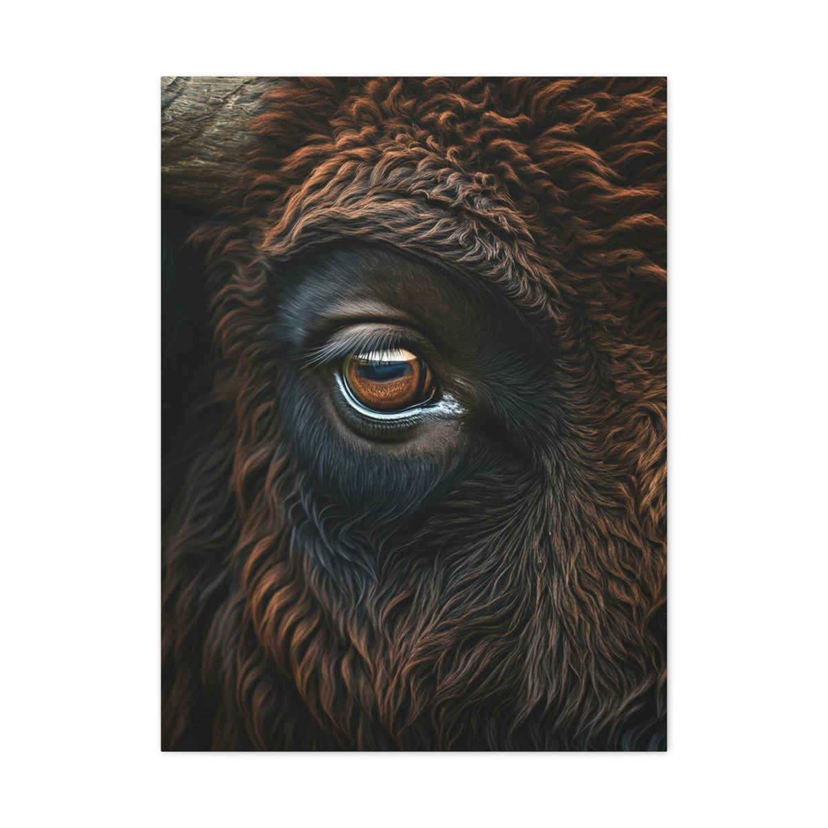 Macro Bison Eye Reflection Portrait Wall Art & Canvas Print