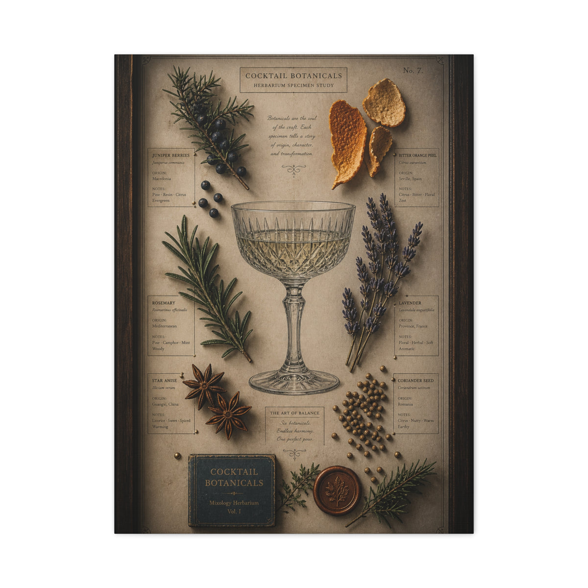 Cocktail Botanical Herbarium Study Wall Art & Canvas Print