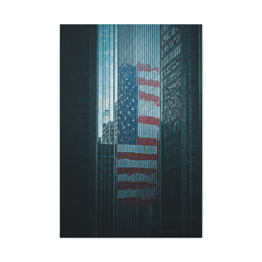 Urban Skyline Patriot Flag Reflection Wall Art & Canvas Prints