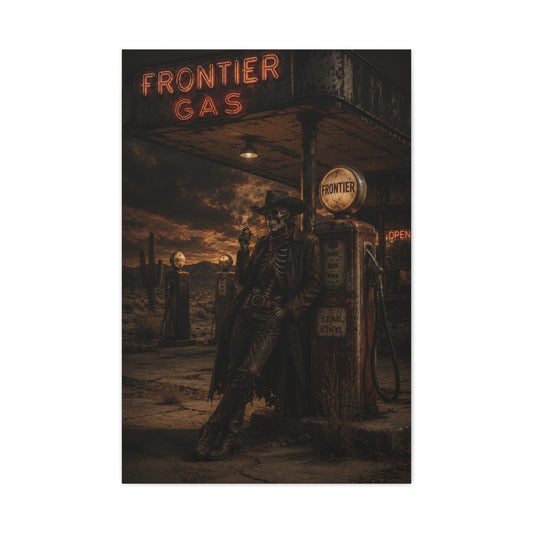 Frontier Gas Station Skeleton Outlaw Wall Art & Canvas Print