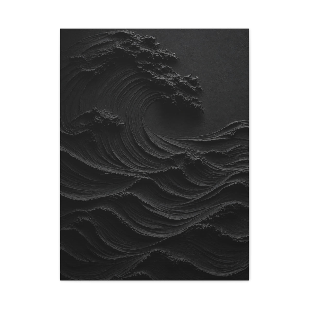 Dark Textured Wave Monochrome Statement Wall Art & Canvas Print