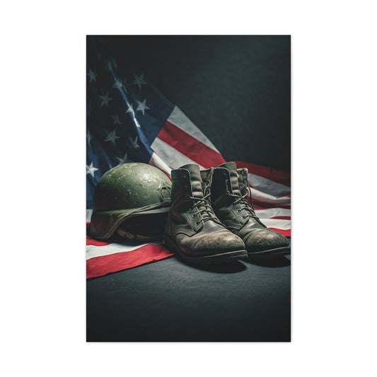 Battlefield Helmet and Boots Tribute Wall Art & Canvas Prints.