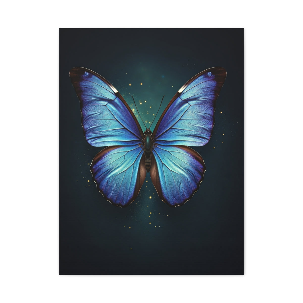 Luminous Sapphire Butterfly Portrait Wall Art & Canvas Prints