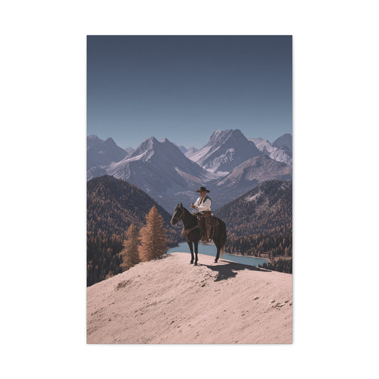 Mountain Overlook Cowboy Wall Art & Canvas Print