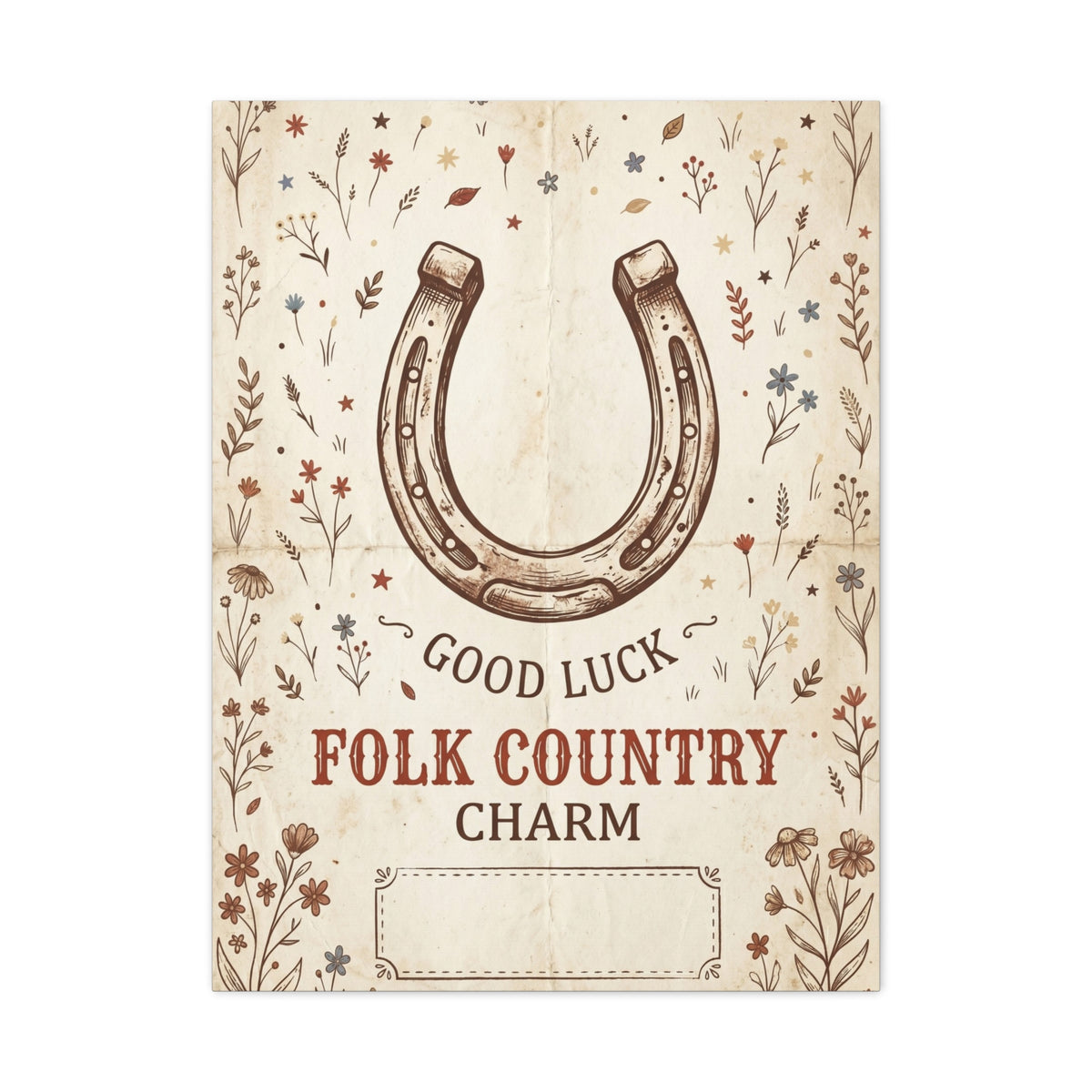 Rustic Horseshoe Folk Charm Poster Wall Art & Canvas Print