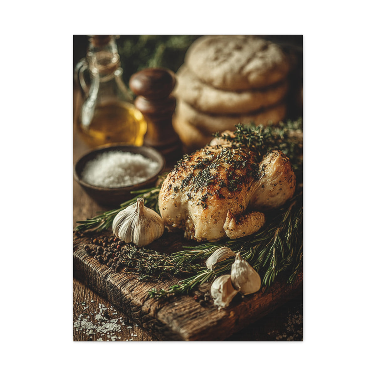 Herb Roasted Chicken Rustic Kitchen Wall Art & Canvas Print