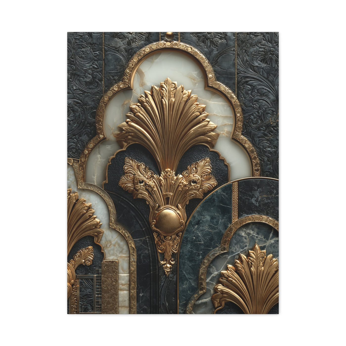 Art Deco Gold Architectural Relief Wall Art & Canvas Print
