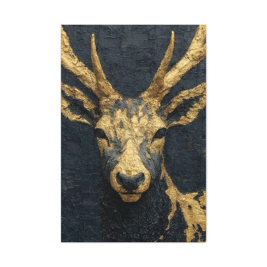 Regal Black and Gold Stag Portrait Wall Art & Canvas Print