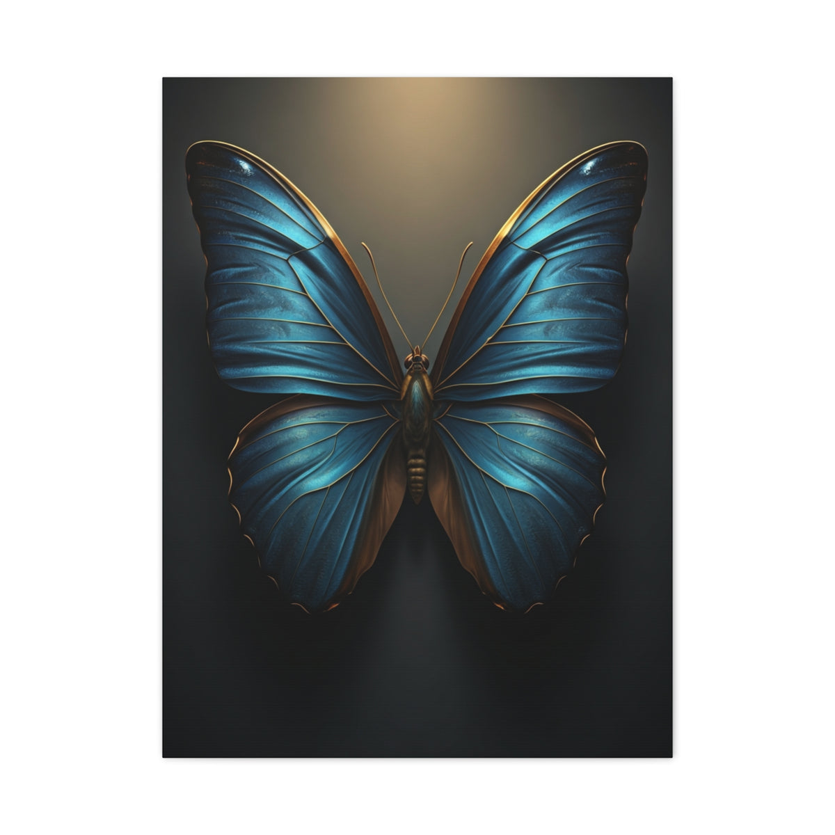 Midnight Blue Butterfly Symmetry Portrait Wall Art & Canvas Prints