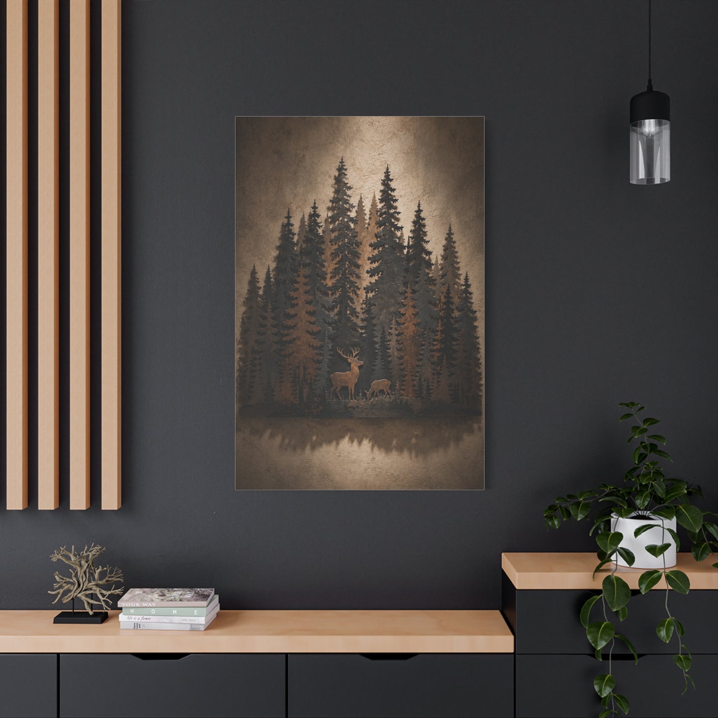 Forest Wildlife Silhouette Scene Trees Wall Art & Canvas Print