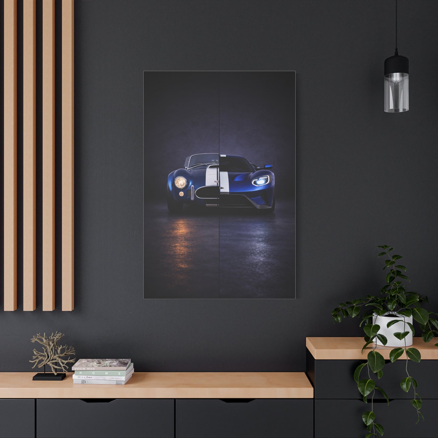 Shelby Cobra vs Ford GT Split Heritage and Modern Wall Art & Canvas Prints