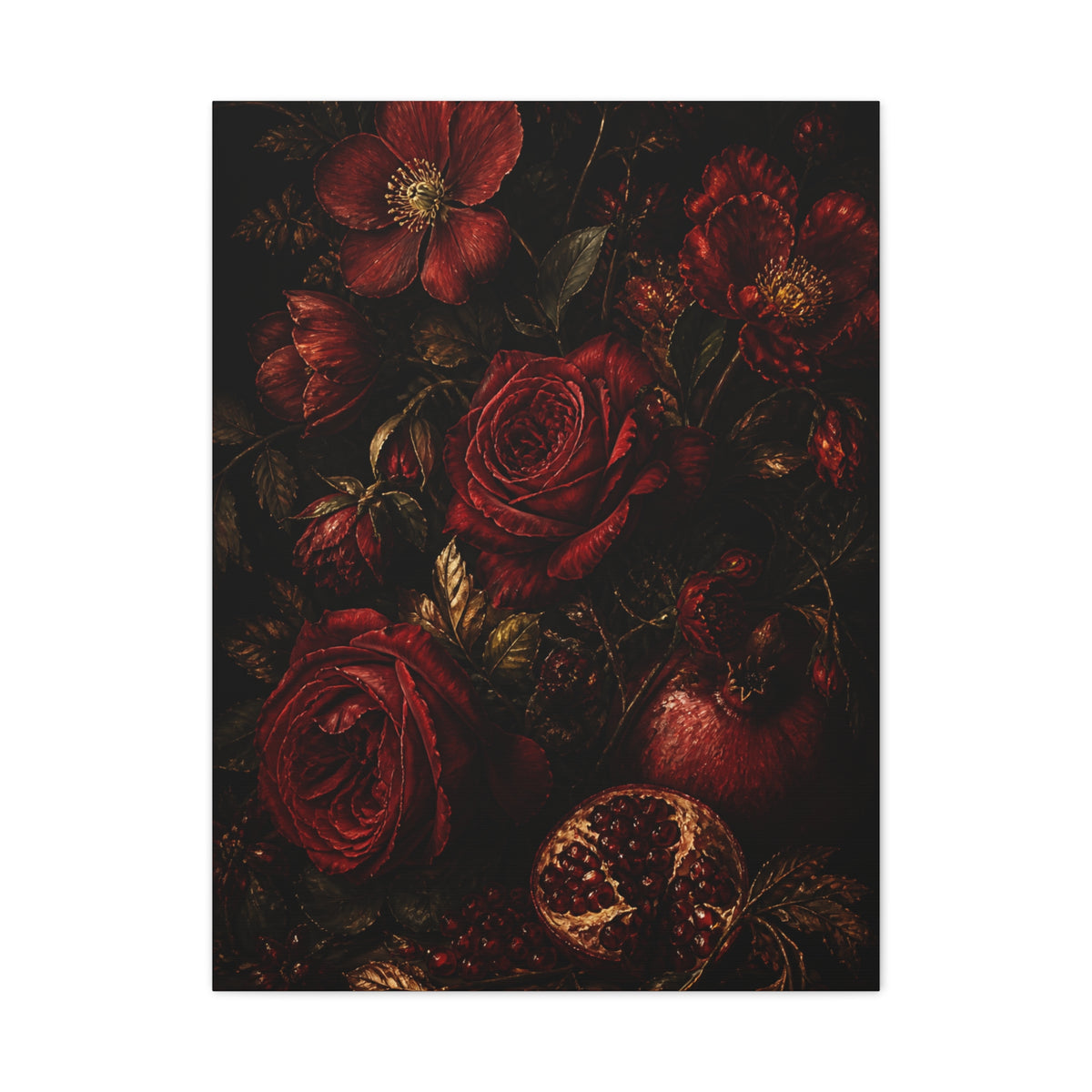 Dark Red Botanical Still Life Wall Art & Canvas Print