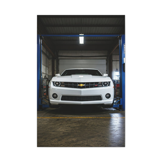 Chevrolet Camaro SS Hydraulic Lift Workshop Scene Wall Art & Canvas Prints