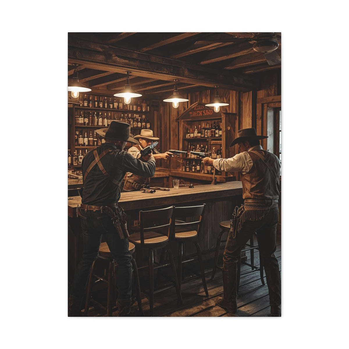 Wild West Saloon Gunfight Wall Art & Canvas Print