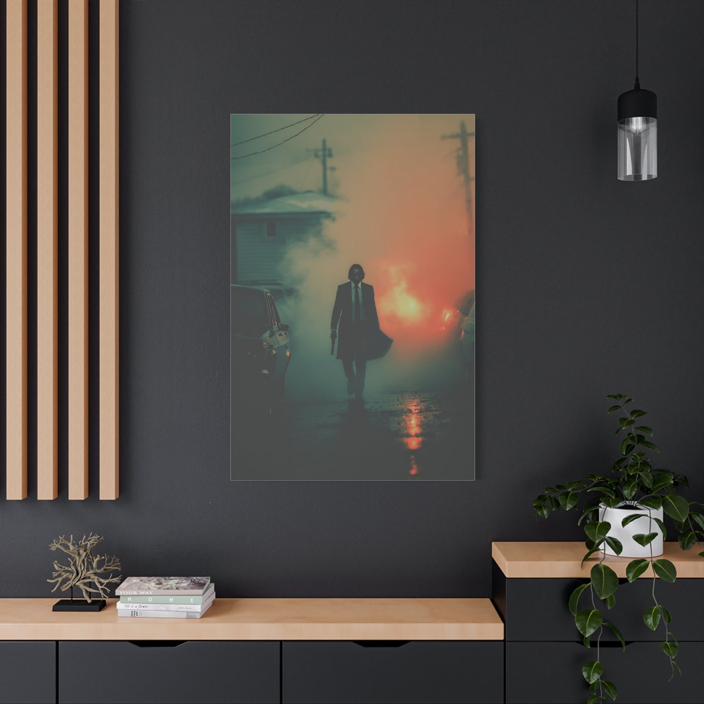 John Wick Foggy Street Walk Movie Poster Wall Art & Canvas Print