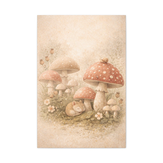 Soft Nursery Mushroom Garden Storybook Scene Wall Art & Canvas Print