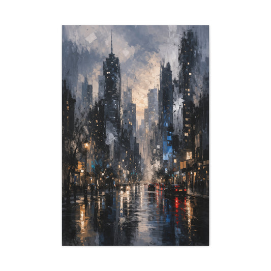 Rainy Cityscape Nights Wall Art & Canvas Print