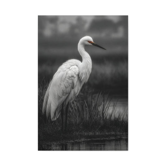 Light Grey Crane Mist Portrait Wall Art & Canvas Print