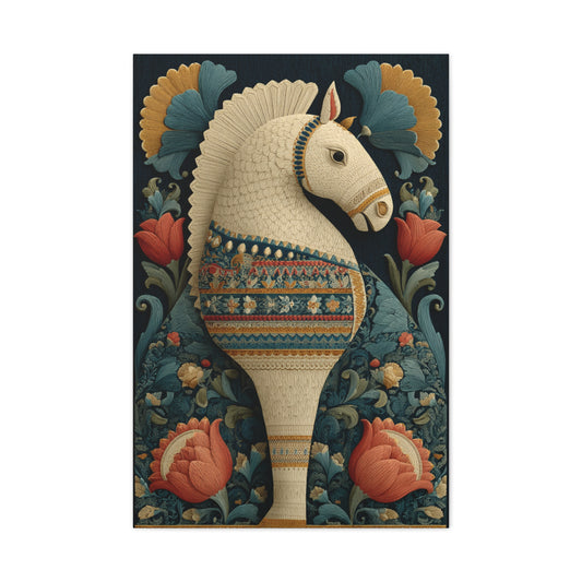 Swedish Dala Horse Folk Floral Wall Art & Canvas Print