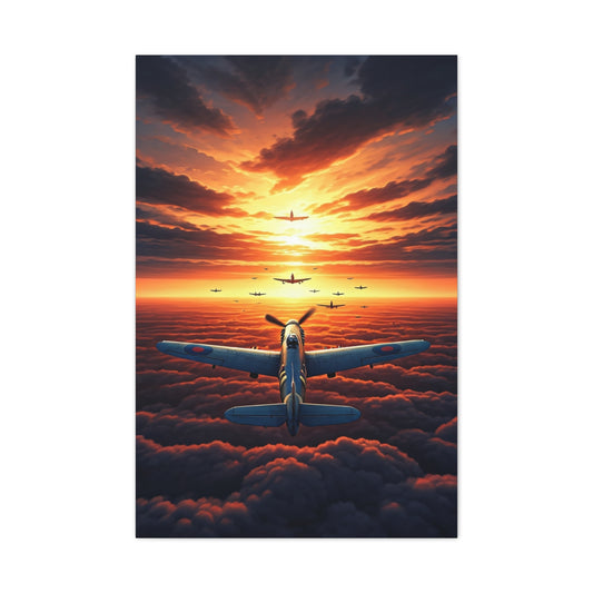 Sunset Flight Above the Clouds Wall Art & Canvas Prints