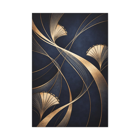 Art Deco Navy Gold Flow Wall Art & Canvas Print