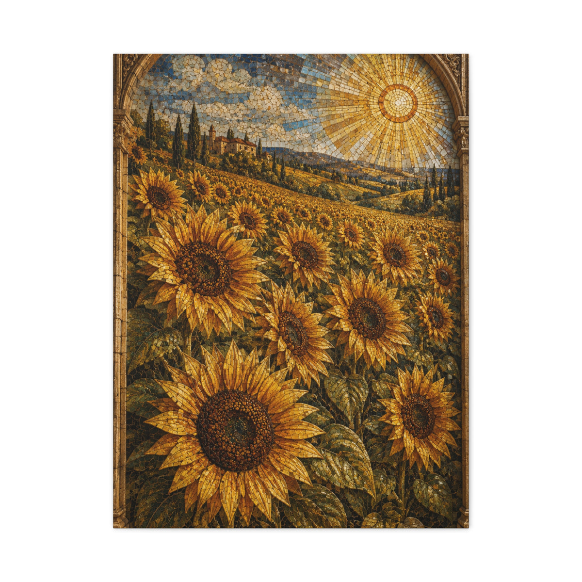 Architectural Mosaic Sunflower Field Wall Art & Canvas Print