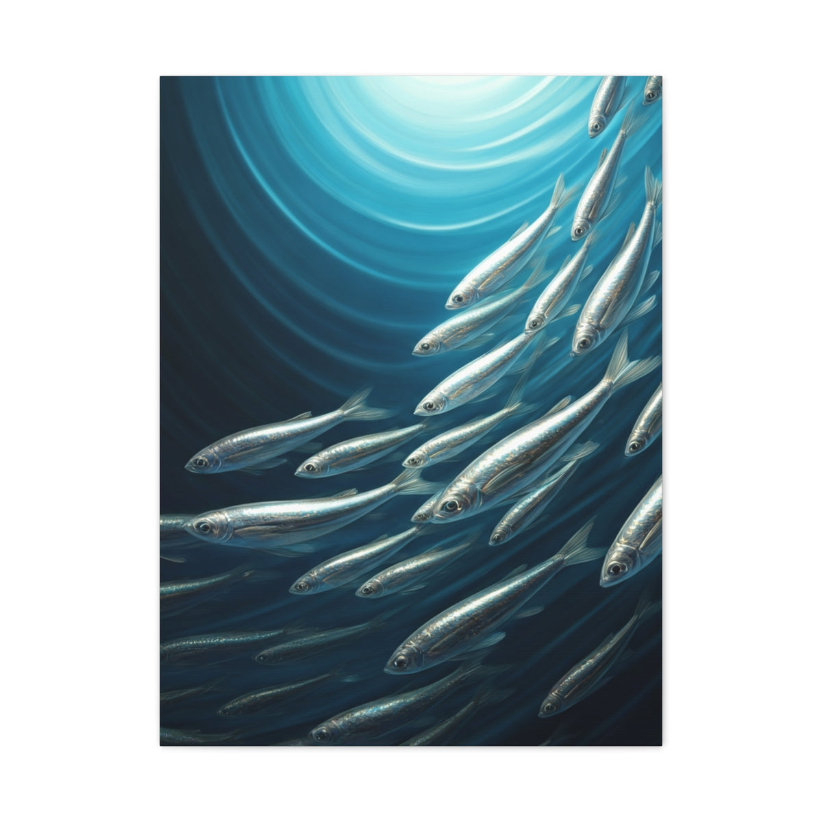 School of Fish in Deep Blue Ocean Wall Art & Canvas Prints